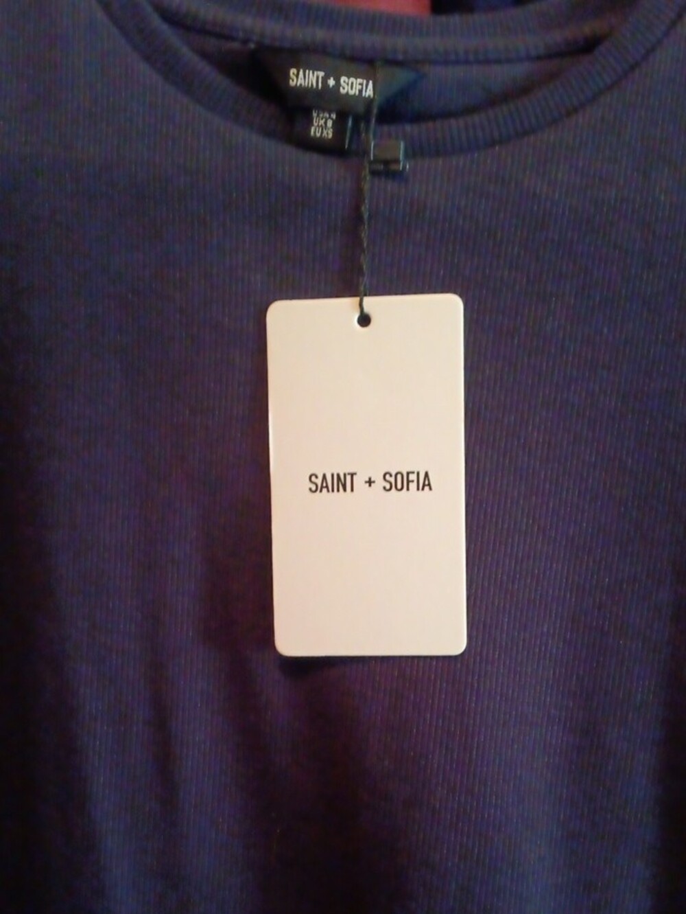 Saint + Sofia Women's Puff Sleeve Knit Top in Deep Navy - Picture 2 of 2